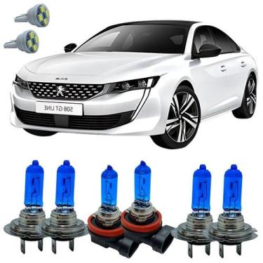 Imagem de Kit Lampadas Super Branca 8500k Peugeot 508 Todos + Led T10 - Cinoy/Qu
