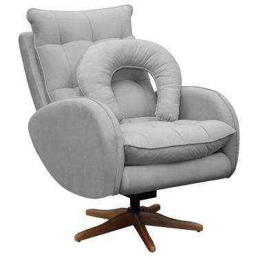Imagem de Poltrona de Amamentação Base Giratória e Balanço em Madeira Angra Veludo - SOFA STORE