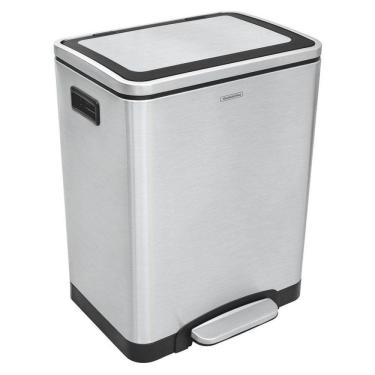 Imagem de Lixeira Inox Com Pedal Tramontina Quadratta Plus Dupla Com Acabamento