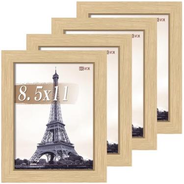 Imagem de VCK Conjunto de 4 porta-retratos de 21,5 x 27,8 cm de madeira com qualidade de galeria, borda de 2,9 cm de largura, acrílico polido, exibição vertical ou horizontal de parede e mesa para foto/arte