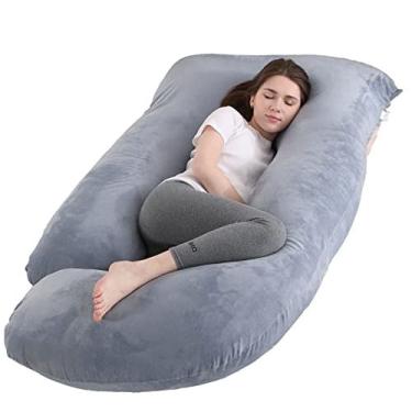 Imagem de Jcickt Pregnancy Pillow J Shaped Full Body Pillow com velvet cover cinza maternity travesseiro para mulheres grávidas, 60 travesseiros de corpo inteir
