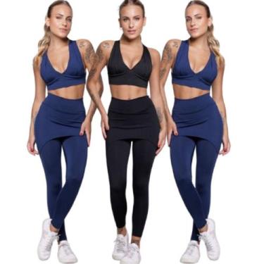 Imagem de KIT 3 Conjunto Top Bojo e Calça Saia Bella Fiore Tapa Bumbum Roupa Par