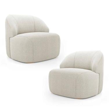 Imagem de Kit 2 Poltronas Organica Decorativa Eloa Boucle Bege - Londrilar
