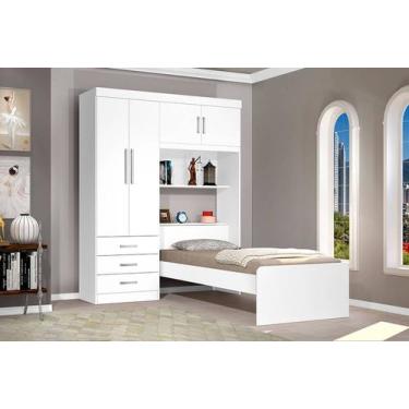 Imagem de Roupeiro com cama cancún 4 portas branco - J&A
