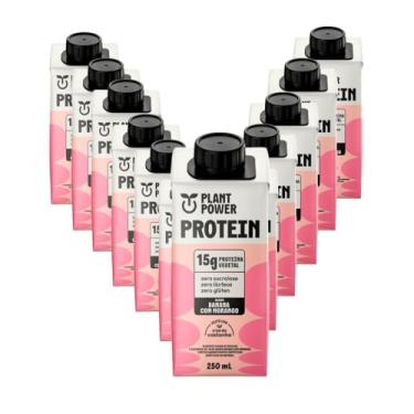 Imagem de Plant Power Shake Proteico Vegetal, Banana com Morango, 12x250ml, 15g Proteína, Zero Lactose, Zero Glúten
