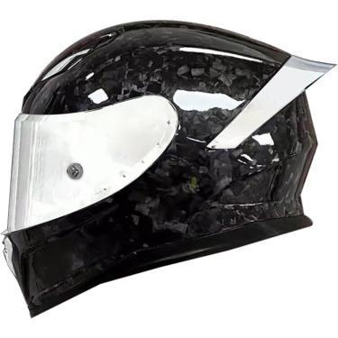 Imagem de Capacete De Motocicleta De Fibra De Carbono, Capacete De Motocicleta Facial Com Asa De Cauda, Capacete De Motocicleta Aprovado Pelo Dot/Ece Capacete De Bicicleta De Rua Para Hom, V, L(57-58CM)