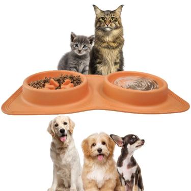 Imagem de Comedouro Bebedouro Silicone 2 Em 1 Cachorro Gato Pet Tapete Dobravel Portatil Animais Estimaçao Viagem