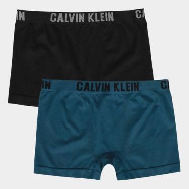Imagem de Kit Cueca Juvenil Calvin Klein Micro c/ 2 Peças, Azul petróleo, Preto,