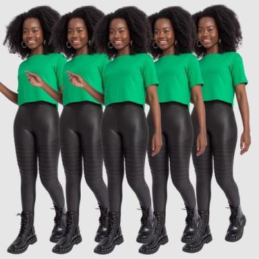 Imagem de Kit 5 Calças Feminina Cirre Cintura Alta Colada Inverno Presente Elega