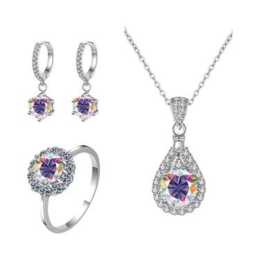 Imagem de Conjunto de Joias com Charme Moissanita - Prata Esterlina 925 - Anel, 