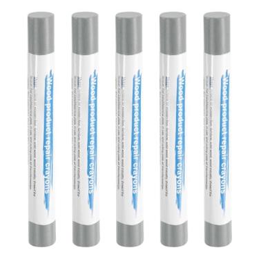 Imagem de HARFINGTON 5 peças de bastões de enchimento de madeira, cera de madeira, retoque de móveis, gizes de cera de reparo para madeira, cinza médio C