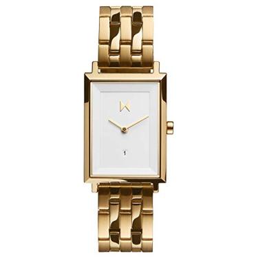 Imagem de MVMT Relógios femininos quadrados exclusivos - relógio feminino minimalista premium - analógico, aço inoxidável, 5 ATM/50 metros de resistência à água - pulseira intercambiável - 24 mm, Charlie Gold