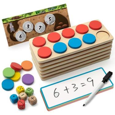 Imagem de Conjunto de dez molduras de madeira Math Manipulatives SYNARRY para cr