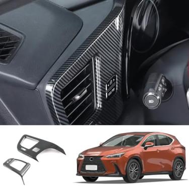 Imagem de JIEOSDIN Acessórios para carro Painel lateral A/C Condicionador Saída Saída Moldura Acabamento Compatível com Lexus NX 250 350 350h 450h+ 2025 2024 2023 2022 (Estilo Fibra de Carbono) 2PCS ABS