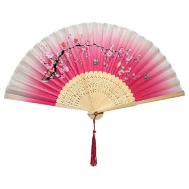 Imagem de Leque De Mão Japonês Bambu Madeira Tecido(Caramelo Sakura)