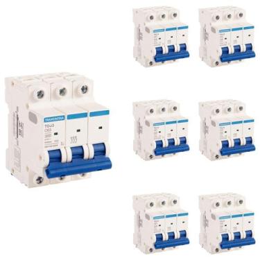 Imagem de 7 Mini Disjuntores 63a Tripolar TDJ3 Tramontina Curva C