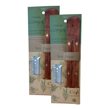Imagem de Kit com 2 Incensos Naturais e Artesanais Vareta Prata Censer Sete Ervas