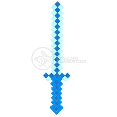 Imagem de Kit Brinquedo Espada Pixel Minecraft 58cm C/Som Luz+3 Pilhas