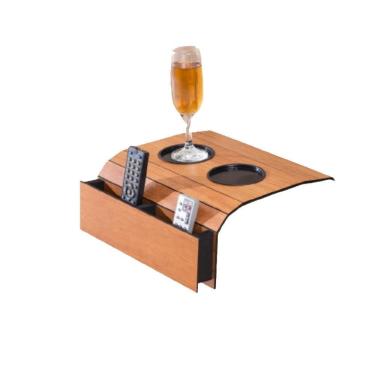 Imagem de Bandeja Esteira Para Braço De Sofá Cor Cinamono Com Porta Controle