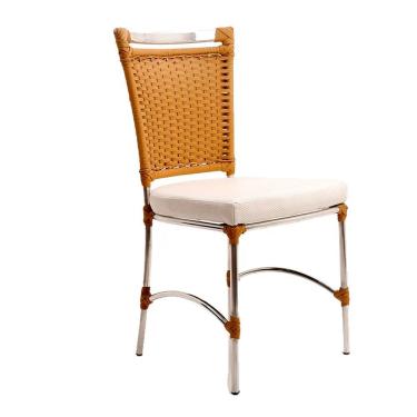 Imagem de Cadeira Em Alumínio E Fibra Sintética Jk Para Cozinha E Edícula Trama Original Avelã