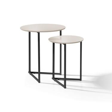 Imagem de Mesa Lateral Jade Pé De Ferro Estilo Industrial Preto/off