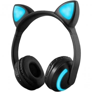 Imagem de Fones De Ouvido Sem Fio Com Bluetooth Com Microfone, 7 Cores, Luz De Led Piscando, Estéreo Preto