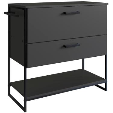 Imagem de Gabinete Banheiro Industrial 80 Cm 1028 Grafite Aço Preto Pp Grafite Preto