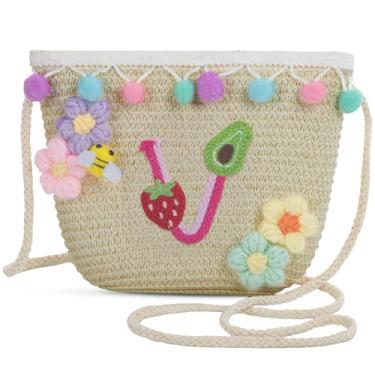 Imagem de Sacola feminina pequena de palha de palha para praia de verão 2025, bolsa de praia de palha de tecido para mulheres 2025 (V, marrom), Marrom