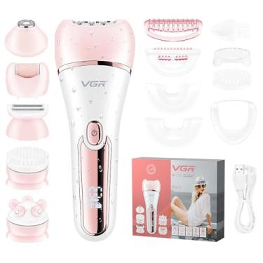 Imagem de VGR Depilador 733 para mulheres, depilador elétrico feminino 6 em 1, sem fio e recarregável, dispositivo de remoção de pelos à prova d'água IPX7, aparador de biquíni molhado e seco para rosto, perna