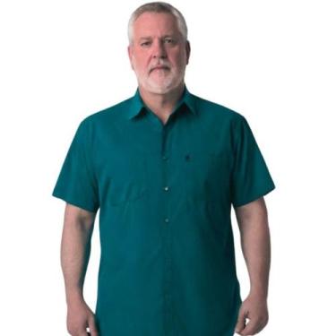 Imagem de Camisa Social Microleve Manga Curta Plus Size Não Amassa - C&C, Verde 