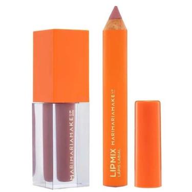 Imagem de Kit Labial Lipmix Mari Maria Batom Líquido + Lápis Labial, Rose Nude