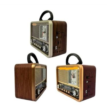 Imagem de Rádio Retrô Bluetooth 5.1 com Relógio Analógico, Bateria Recarregável e Som Estéreo de 3W – Design Vintage Portátil