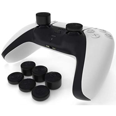 Imagem de Foamy Lizard Alças De Polegar Elevadas (8 Peças) Para Playstation 5 Dualsense, Borracha Antiderrapante Precisão 100% Silicone, Antissuor, Compatível Com Ps5, Ps4, Stadia E Switch Pro (Preto)