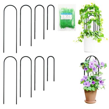 Imagem de SNAIL GARDEN 8 Peças De Treliça Pequena Para Plantas Interior Com 100 Braçadeiras Plástico Verde, 4 Tamanhos Trepadeiras, Vasos Casa Em Formato U, Hera Hoya, Jasmim
