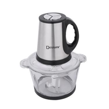 Imagem de Processador de Alimentos Italiana 2 Litros, 3 Velocidades, Copo de Vidro Temperado, 2 Lâminas, Aço Inox, 220V, Prata, Triturador de Carne e Legumes Resistente