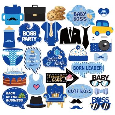 Imagem de INNORU Adereços Para Cabine De Fotos Boss Boy, Sessão 1º Aniversário Do Líder, Festa Revelação Gênero, Fotografia, Palitos Centro Mesa, Decorações, 30 Peças
