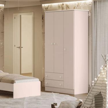 Imagem de Guarda Roupa Infantil 3 Pts/ 2 Gav Doce Sonho Em Mdp - Rosa Acetinado