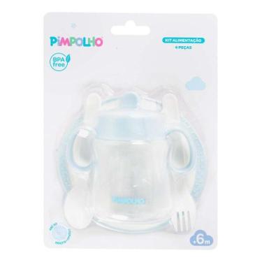Imagem de Kit Refeição Infantil Com Ventosas 4 Peças Azul - Buba