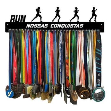 Imagem de Porta Medalhas Corrida De Rua Casal com 62cm de Comprimento - QUADRO D