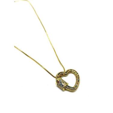 Imagem de Colar Coração Cadeado Cristais Multicolor - Mood by Mi