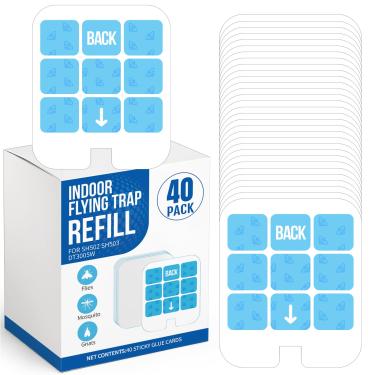 Imagem de Pacote com 40 refis de armadilha segura para armadilhas para moscas plug-in, kit de refil de armadilha de insetos voadores sem dispositivo - 40 cartões de cola para SH502 osvdo MWD-02. Cada cartão de