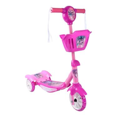 Imagem de Patinete 3 Rodas com Cesto Stitch Angel Disney Rosa
