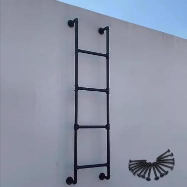 Imagem de Escada De Saída De Poço De Janela De Porão De Porão, Escada De Fuga De Incêndio De Ferro Forjado Preto Para Escadas De Escalada De Segurança Doméstica De Em, One Color, 160cm/63in