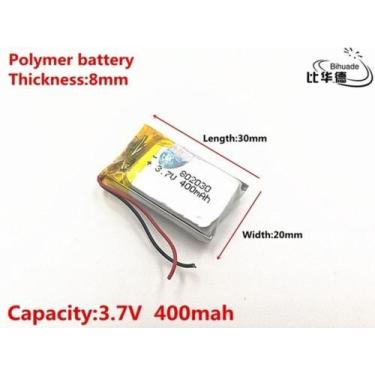 Imagem de Bateria Mp4 20mm X 30mm X 8mm 3,7v 400mah Grossa - bgb