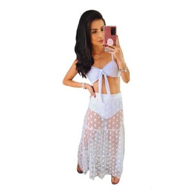 Imagem de Saia Longa Tule Saída Praia Elegante Verão Transparente - EUC STORE, B