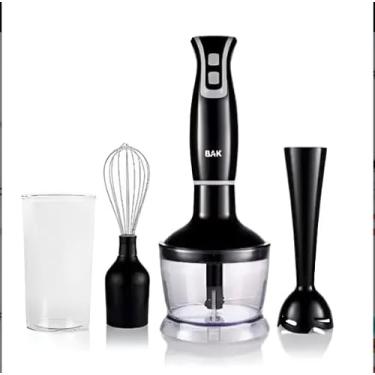 Imagem de Conjunto de Liquidificador de Mão 4 em 1, Mixer com Copo, Batedor e Processador, Preto