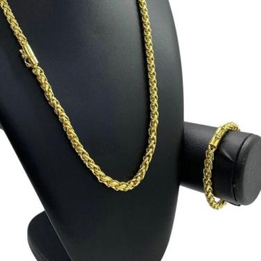 Imagem de Kit Peruano 7mm Corrente + Pulseira Banhado a Ouro 18K - ToJoia18k