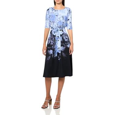 Imagem de Kasper Vestido feminino justo e flare, Preto Multi, 46