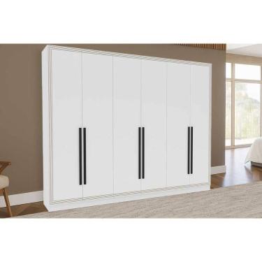 Imagem de Guarda Roupa Casal 6 Portas e 4 Gavetas Valência Branco - Politorno