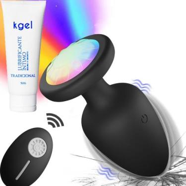 Imagem de Plug anal vibratório em silicone com led e controle remoto Lubrificant
